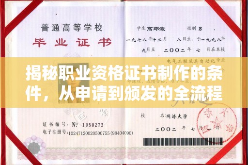 屯留揭秘职业资格证书制作的条件，从申请到颁发的全流程解析